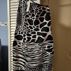 Michael Kors Black and White One Shoulder Dress